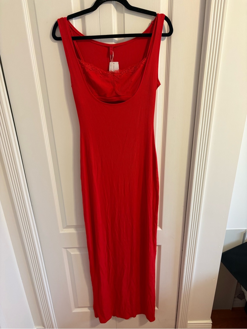 SKIMS Red Maxi Dress with Attached Bra